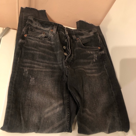 ALL SAINTS Skinny Leg Ankle Length High Waist Faded Black Jean Stretch Denim 26W - Picture 7 of 7